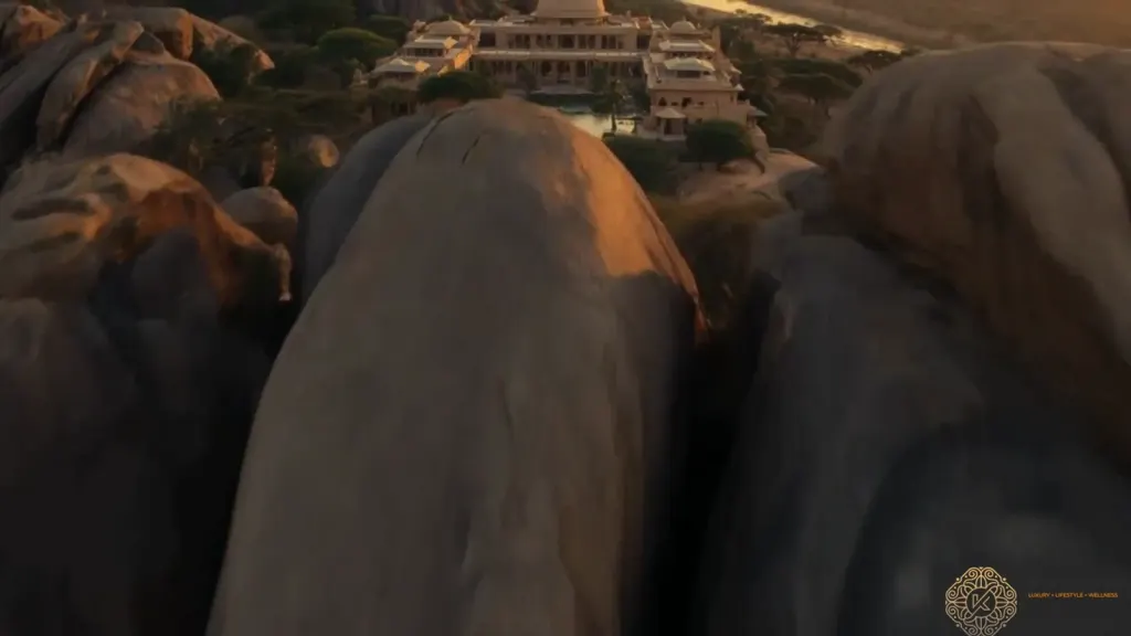 KAMAH Wellness Farm Villas, Jawai — residences above granite boulders at dusk (concept visual)